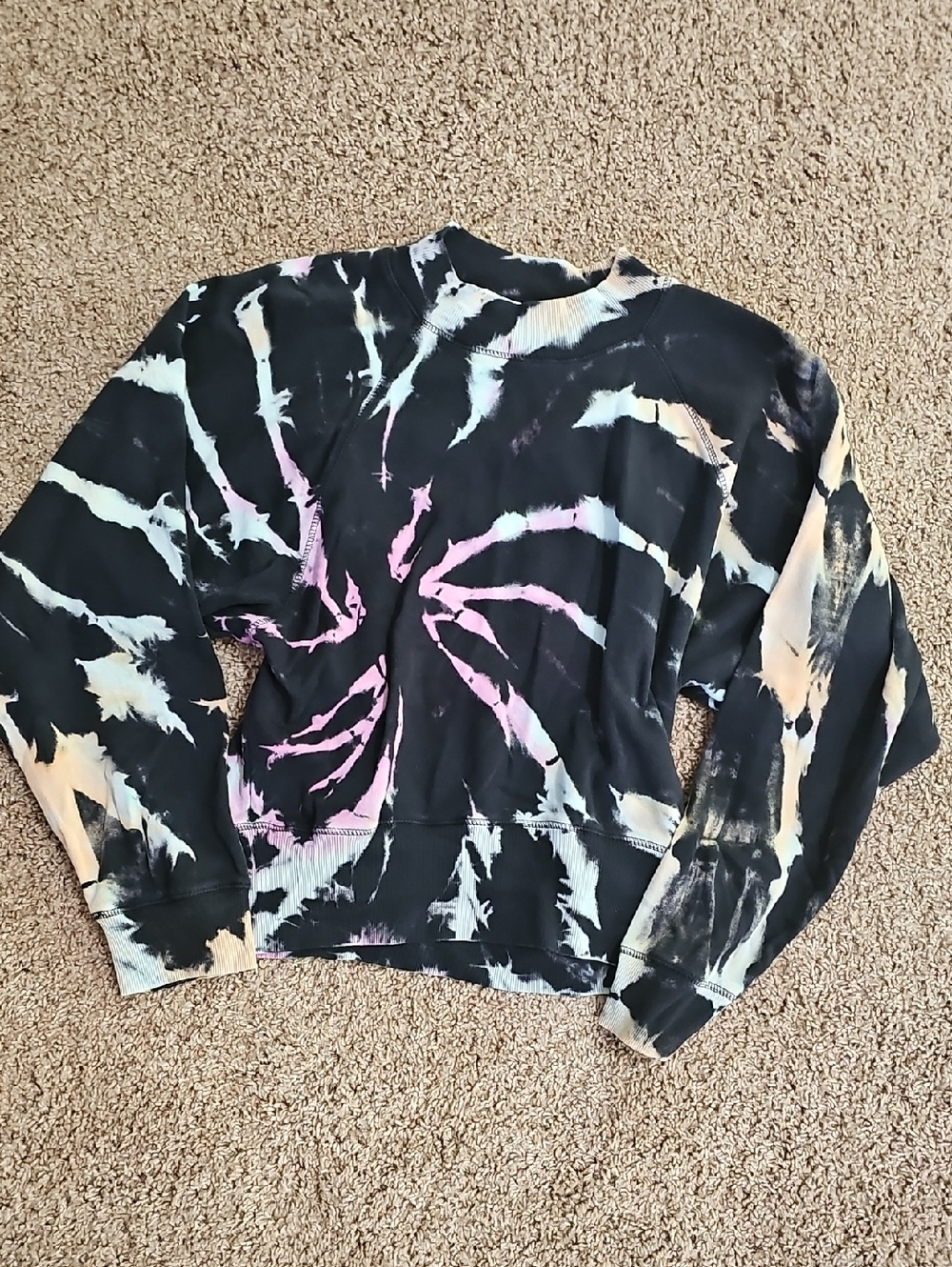 New Vintage Havana Black, Pink & Cream Tie-Dye Crewneck